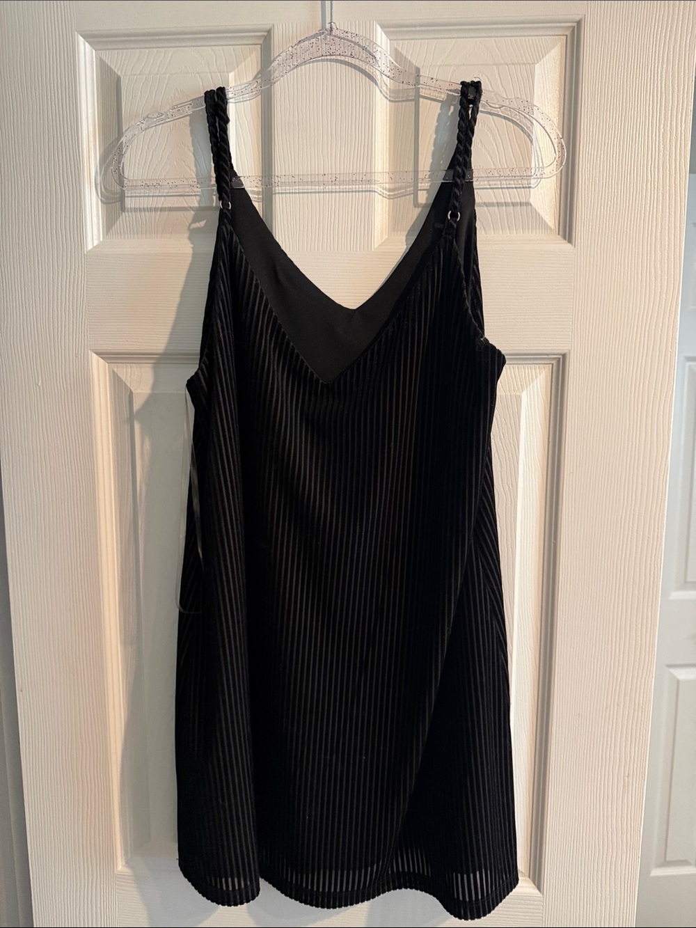 wild fable Black Asymmetrical Slip Dress with Braided Straps